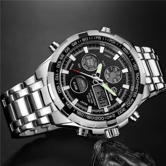 Luxury Stainless Steel Analog Digital Watches for Men Male Outdoor Sport - Picture 3 of 7